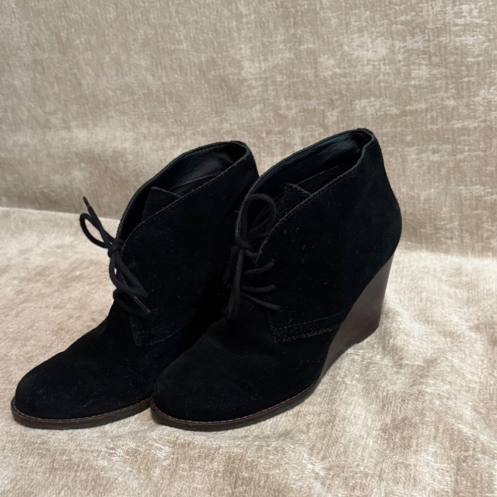 Lucky Brand Black Wedge Booties